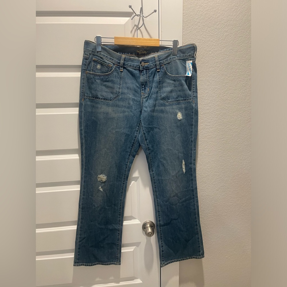 NWT Y2k Old Navy the Diva Women's Dark Blue Bootcut Jeans Low Rise  US 14